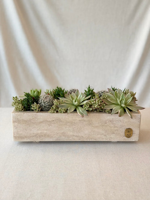 Beige travertine pot