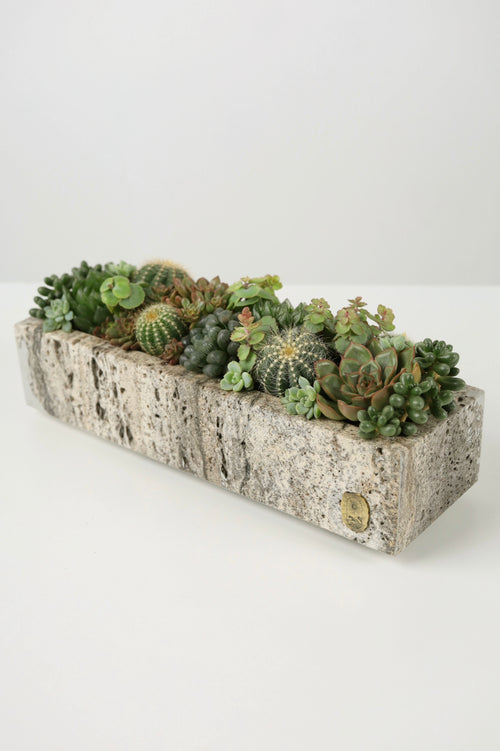 Medium Rectangle Travertine Pot