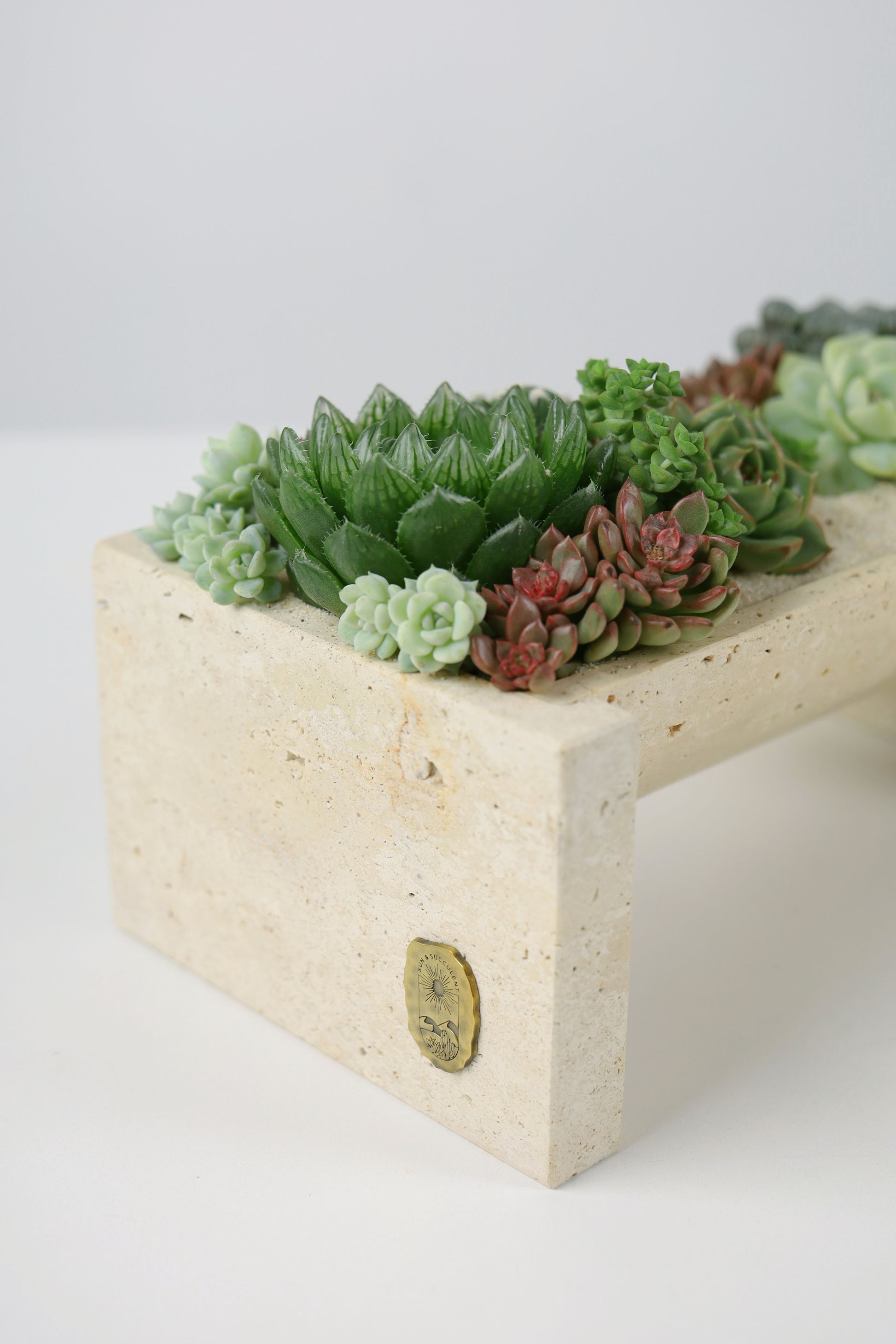 Beige travertine pot