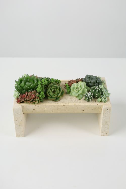 Beige travertine pot